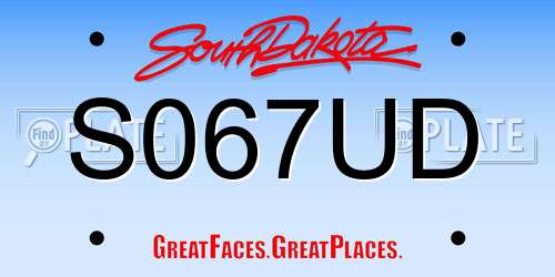 S067UD South Dakota License Plate