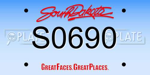 S0690 South Dakota License Plate