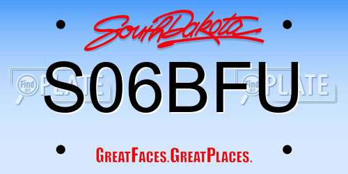 S06BFU South Dakota License Plate