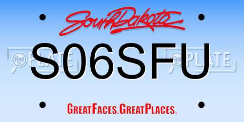 S06SFU South Dakota License Plate