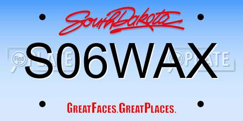 S06WAX South Dakota License Plate