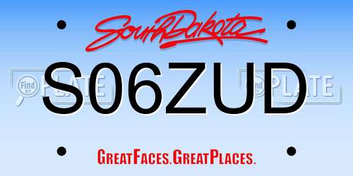 S06ZUD South Dakota License Plate