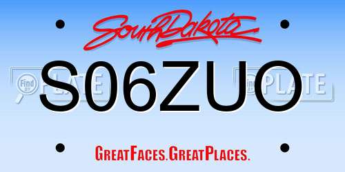 S06ZUO South Dakota License Plate