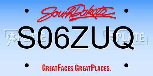 S06ZUQ South Dakota License Plate