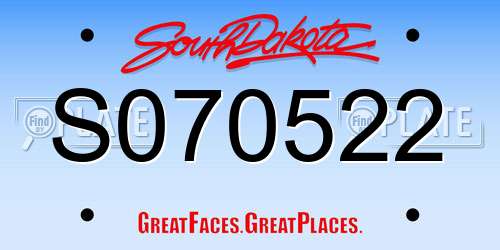 S070522 South Dakota License Plate