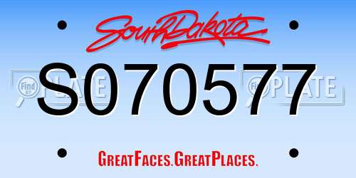 S070577 South Dakota License Plate