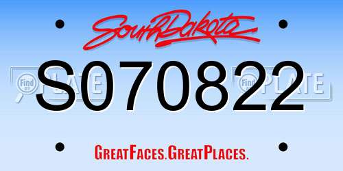 S070822 South Dakota License Plate
