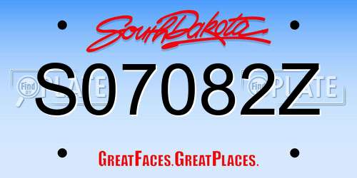 S07082Z South Dakota License Plate