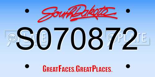 S070872 South Dakota License Plate