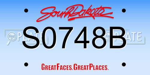 S0748B South Dakota License Plate