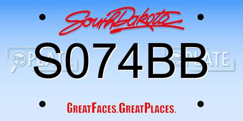 S074BB South Dakota License Plate