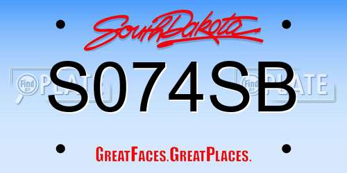 S074SB South Dakota License Plate