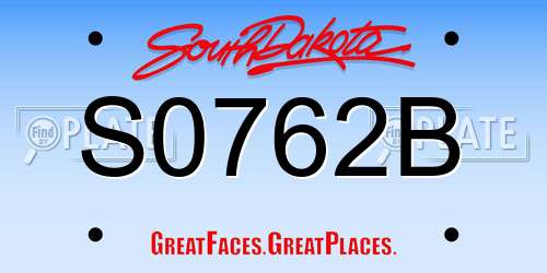 S0762B South Dakota License Plate