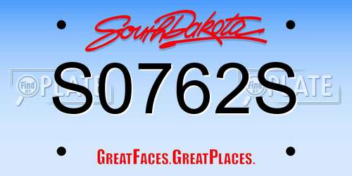 S0762S South Dakota License Plate