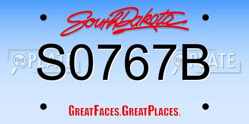 S0767B South Dakota License Plate