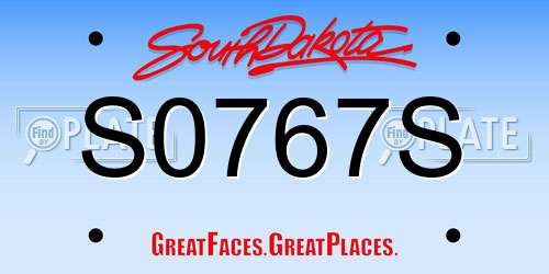 S0767S South Dakota License Plate