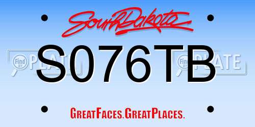 S076TB South Dakota License Plate