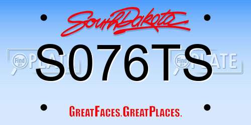 S076TS South Dakota License Plate