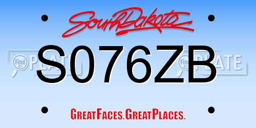 S076ZB South Dakota License Plate