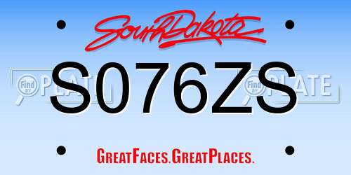 S076ZS South Dakota License Plate