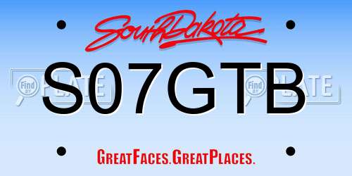 S07GTB South Dakota License Plate