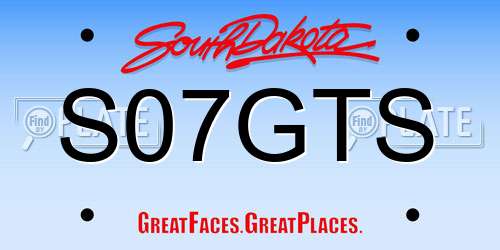 S07GTS South Dakota License Plate