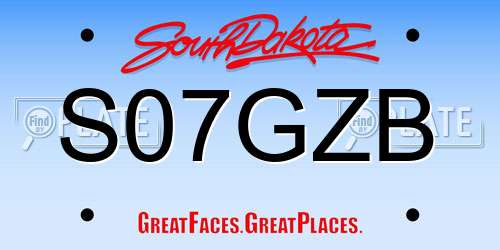 S07GZB South Dakota License Plate