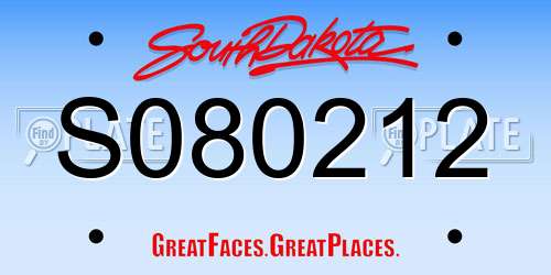 S080212 South Dakota License Plate