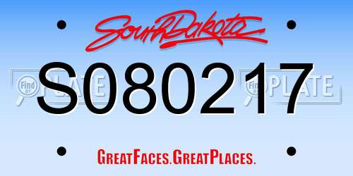 S080217 South Dakota License Plate