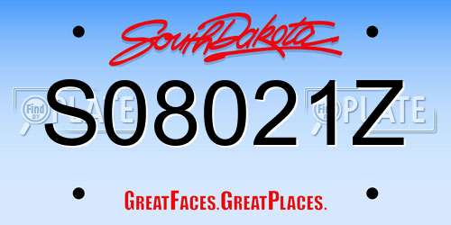 S08021Z South Dakota License Plate