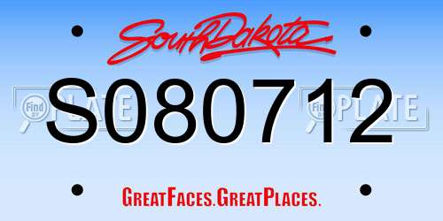 S080712 South Dakota License Plate