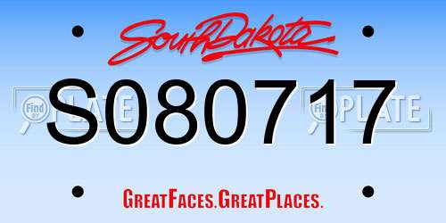S080717 South Dakota License Plate