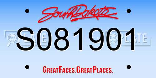 S081901 South Dakota License Plate