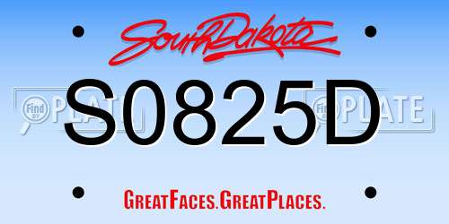 S0825D South Dakota License Plate