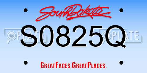 S0825Q South Dakota License Plate