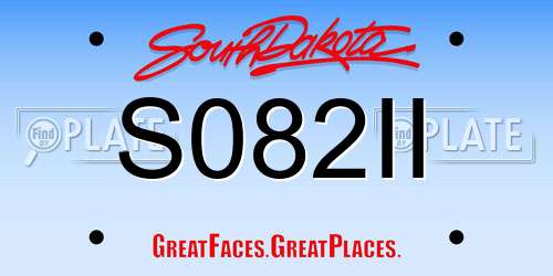 S082II South Dakota License Plate