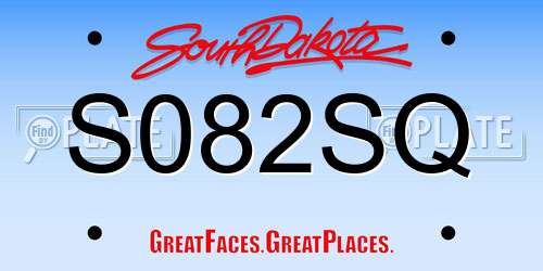 S082SQ South Dakota License Plate