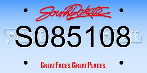 S085108 South Dakota License Plate