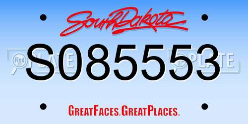 S085553 South Dakota License Plate