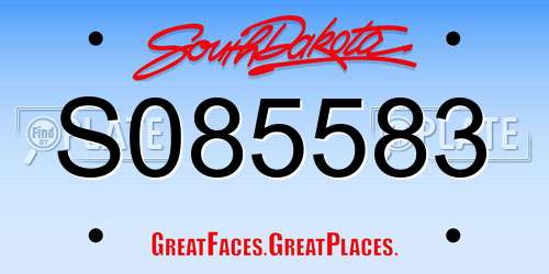S085583 South Dakota License Plate