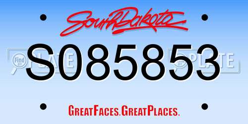 S085853 South Dakota License Plate