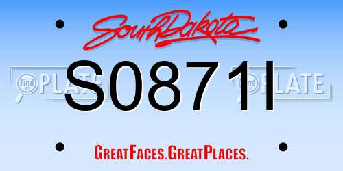 S0871I South Dakota License Plate