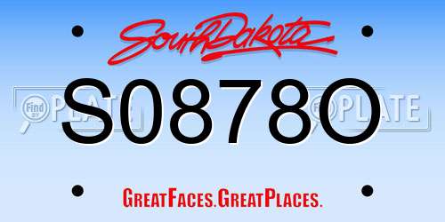 S0878O South Dakota License Plate