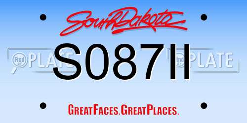 S087II South Dakota License Plate
