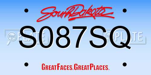 S087SQ South Dakota License Plate