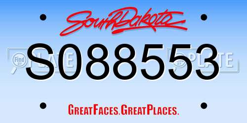 S088553 South Dakota License Plate