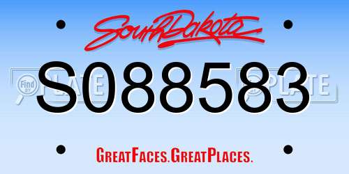 S088583 South Dakota License Plate