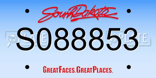 S088853 South Dakota License Plate