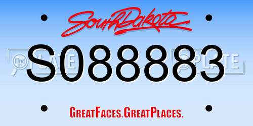 S088883 South Dakota License Plate