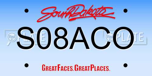 S08ACO South Dakota License Plate